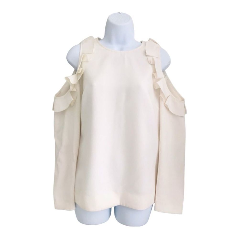 TED BAKER Cold Shoulder Pleat Top Off Ivory Color In Size 3 UK 12